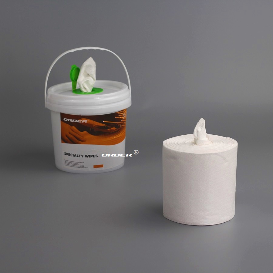 無芯點斷工業濕巾大尺寸卷桶裝不織布對折點斷的巾卷