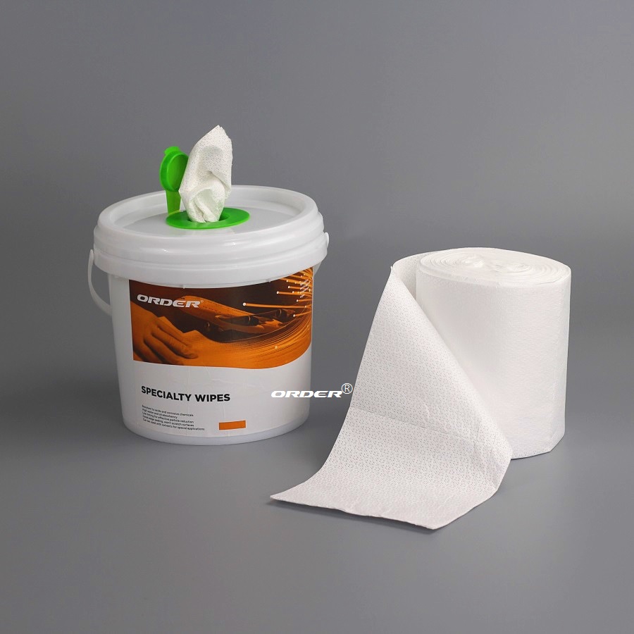 無芯點斷大尺寸工業濕巾卷桶裝不織布對折點斷的抹布巾卷