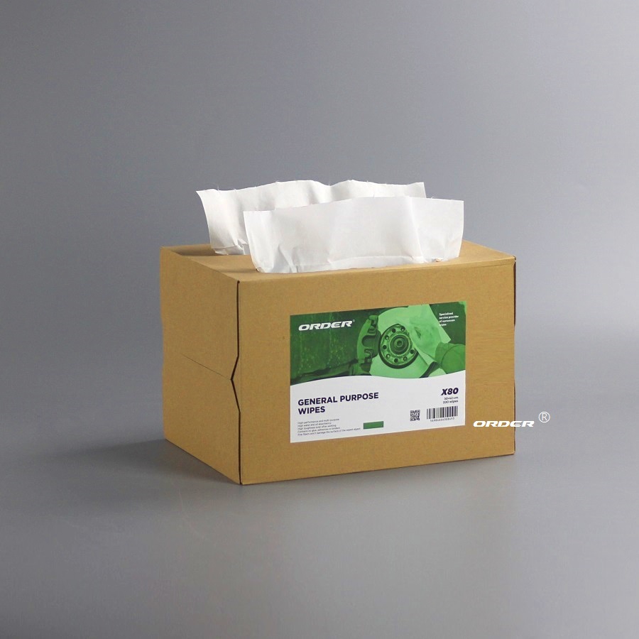 X60白色多用途高效能可多次使用抽取式工業擦拭抹布